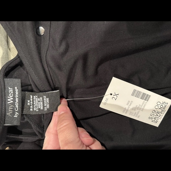 Catherines Black Long Sleeve Top with Stud Accents - Picture 4 of 7